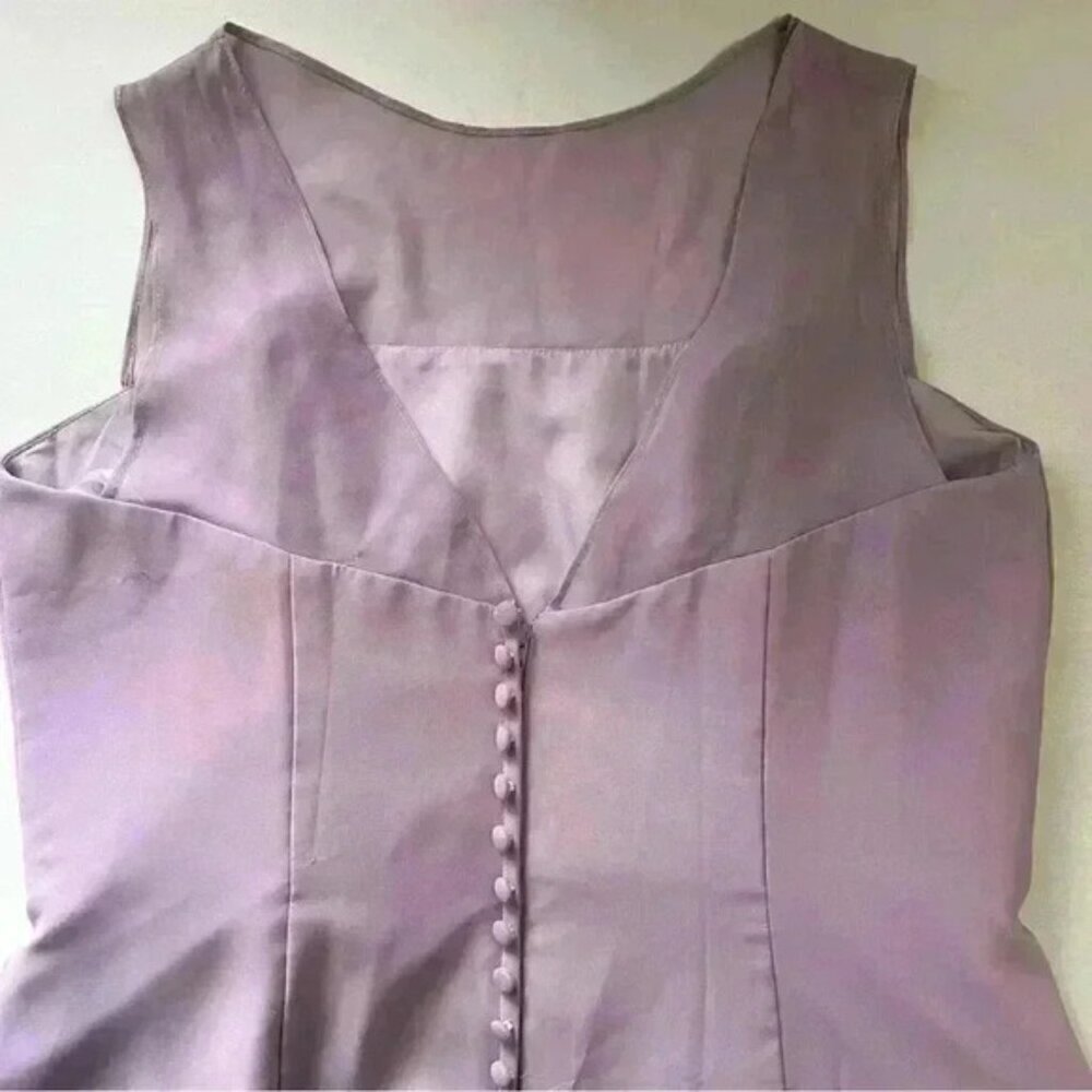Christina Wu Dress Sheer Chiffon Sleeveless A-line Flowy Lilac Purple Gown 16 - Picture 13 of 15